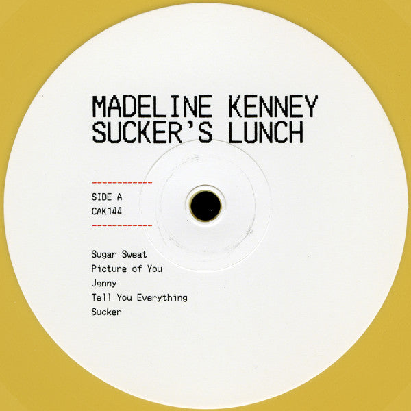Image of Label Cover of 4124147E: LP - MADELINE KENNEY, Sucker's Lunch (Carpark Records ; CAK144, US 2020, Inner, Signed Recipe Card, Custard Coloured Vinyl) Still In Stickered Shrinkwrap  EX/EX