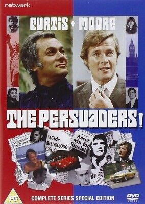 Image of Front Cover of 9xDVD - VG+/VG - THE PERSUADERS, Complete Series Special Eition (Network ; 7853689, UK 2011, Box Set, Booklet), , All the Original 24 Episodes of the cult action series broadcasted 1971-72.Playboy Lord Brett Sinclair (Roger Moore) and millionaire oil tycoon Danny Wilde (Tony Curtis) team up as a crime-fighting team. - 1616076C