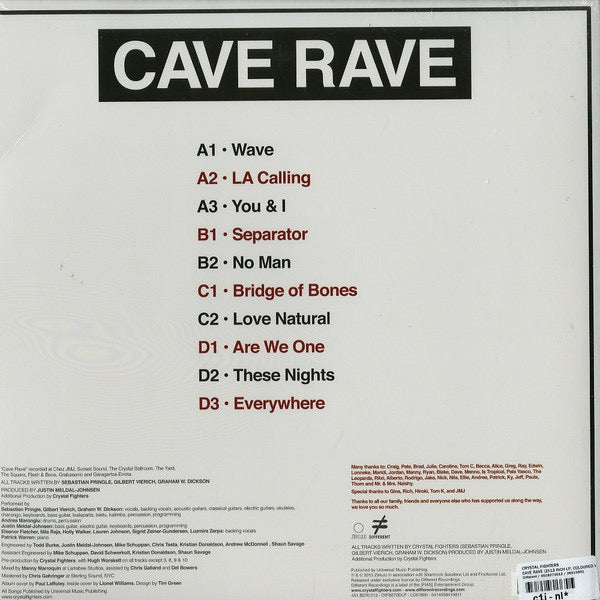 Image of Back Cover of 4114188C: 2xLP - CRYSTAL FIGHTERS, Cave Rave (Play It Again Sam [PIAS]; DIFB270DLP, Europe 2013, Gatefold, 2 Inners, Red Vinyl. NO CD.)   EX/VG+