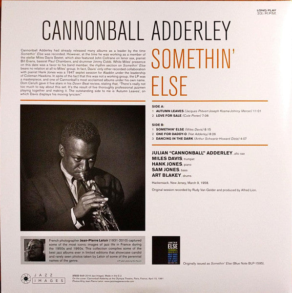 Image of Back Cover of LP - VG/VG+ - CANNONBALL ADDERLEY, Somethin' Else (Jazz Images; 37033, Europe 2017, Gatefold), Strong VG+, small corner bumps to sleeve.,  - 2226123E