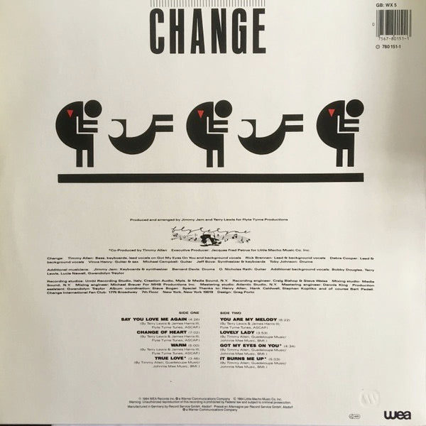 Image of Back Cover of LP - VG/VG+ - CHANGE, Change Of Heart (WEA; WX 5, UK 1984), ,  - 3626192E