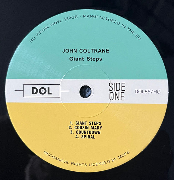 Image of Label Cover of 4714670C: LP - JOHN COLTRANE, Giant Steps (DOL Yellow/Green; DOL857HG, Europe 2017 Reissue, Gatefold, 180 Gram Vinyl)   NEW/NEW