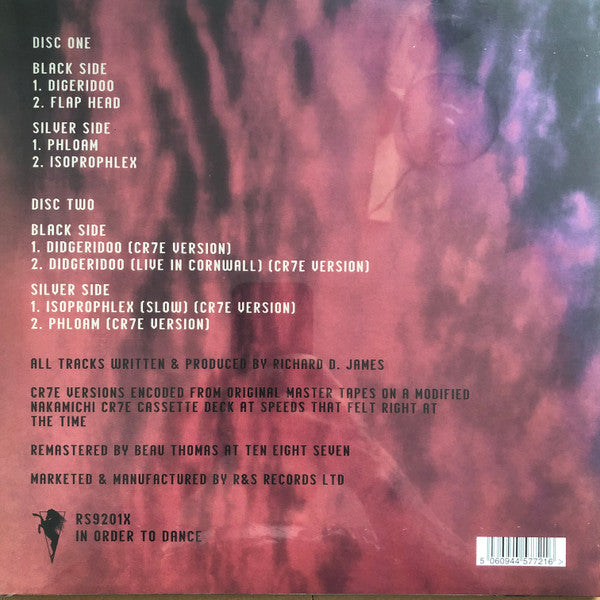 Image of Back Cover of 4154189S: 2xLP - THE APHEX TWIN, Didgeridoo (Expanded Edition) (R & S Records; RS9201X, UK 2024)   NEW/NEW