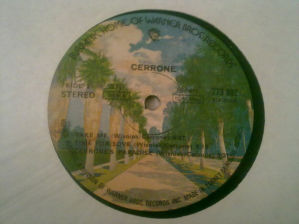 Image of Back Cover of 4124324E: LP - CERRONE, Cerrone's Paradise (Warner Bros. Records ; 773 802, Turkey 1977)   G/G+