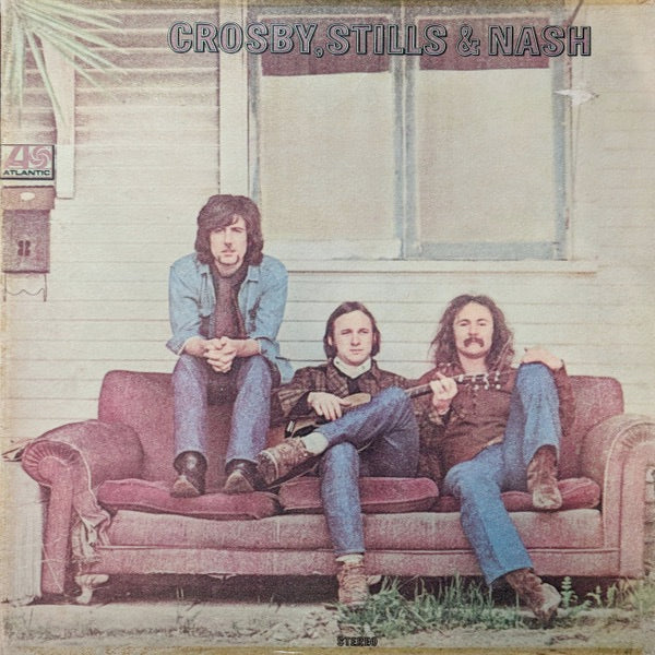 Image of Back Cover of LP - VG/G+ - CROSBY, STILLS & NASH, Crosby, Stills & Nash (Atlantic Plum & Orange; 588189, UK 1969, Textured Gatefold Sleeve, No Insert, NO MCPS under copright control at bottom of label.), Light marks only, Edge wear to sleeve,  - 4016264C