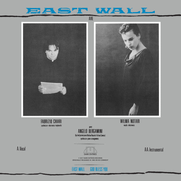 Image of Back Cover of 4124349E: 12" - EAST WALL, Eyes Of Glass (Dark Entries; DE-144, US 2017, Insert, Darkwave)   EX/EX