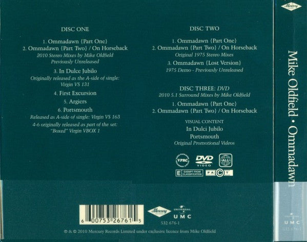 Image of Back Cover of 2xCD - EX/M - MIKE OLDFIELD, Ommadawn (Mercury; 532 676-1, Europe 2010 Reissue, Double Digipak, Booklet, Deluxe Edition With DVD), Still SEALED In Stickered Shrinkwrap,  - 2216208C