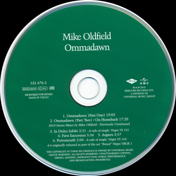 Image of Label Cover of 2xCD - EX/M - MIKE OLDFIELD, Ommadawn (Mercury; 532 676-1, Europe 2010 Reissue, Double Digipak, Booklet, Deluxe Edition With DVD), Still SEALED In Stickered Shrinkwrap,  - 2216208C