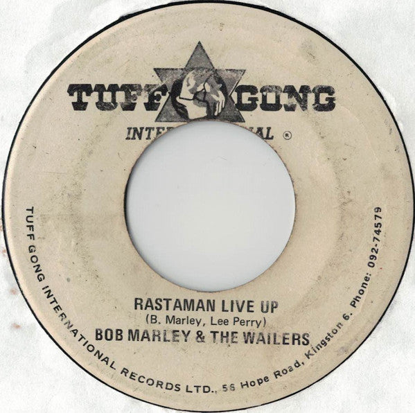 Image of Front Cover of 7" - /VG - BOB MARLEY & THE WAILERS / THE WAILERS, Rastaman Live Up / Don't Give Up (Tuff Gong International; , Jamaica 1978), Light marks and some pressing flaws. Title crossed out in marker pen on side one label; liquid staining and mottling on both,  - 2416231C