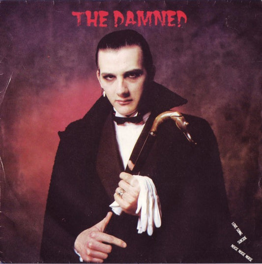 Image of Front Cover of 4114404C: 7" - THE DAMNED, Love Song (Big Beat Records; NS 75, UK 1982, Picture Sleeve, Blue Vinyl, Dave Vanian Sleeve) Light hairline mrks only, plays VG, Sleeve has some ring wear and light bubbling  VG/G+