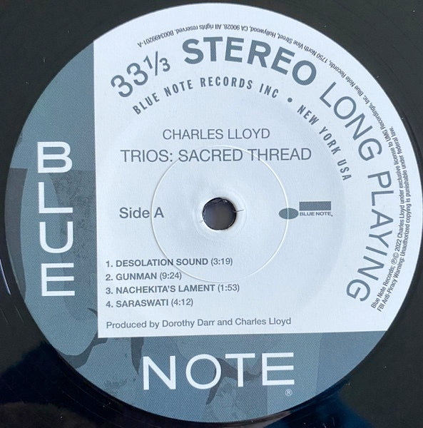 Image of Label Cover of 4914288C: LP - CHARLES LLOYD, Trios: Sacred Thread (Blue Note; B003499201, 	Worldwide 2022, Gatefold)   NEW/NEW