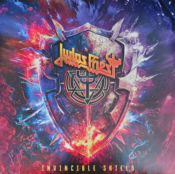 Image of Front Cover of 4114497C: 2xLP - JUDAS PRIEST, Invincible Shield (Columbia; 19658851711, Europe 2024, Gatefold, 2 Inners, Blue Vinyl) Opened Instore  EX/EX