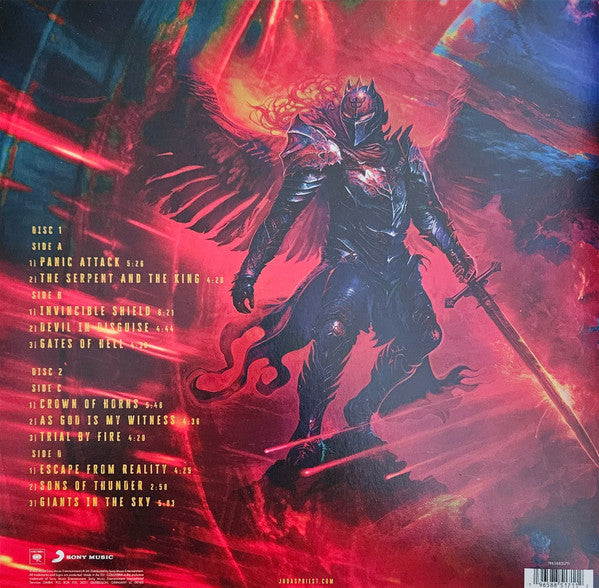 Image of Back Cover of 4114497C: 2xLP - JUDAS PRIEST, Invincible Shield (Columbia; 19658851711, Europe 2024, Gatefold, 2 Inners, Blue Vinyl) Opened Instore  EX/EX