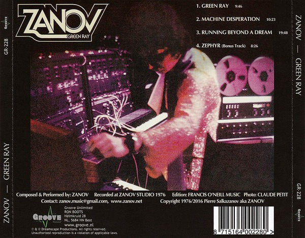 Image of Back Cover of 4114576C: CD - ZANOV, Green Ray (Groove Unlimited; GR-228, Netherlands 2016 Reissue, Jewel Case)   VG+/VG+