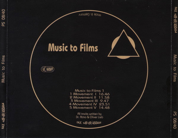 Image of Back Cover of 4254382S: CD - MUSIC TO FILMS, Music To Films (Fax +49-69/450464 ; PS 08/40, Germany 1994)   VG+/VG+