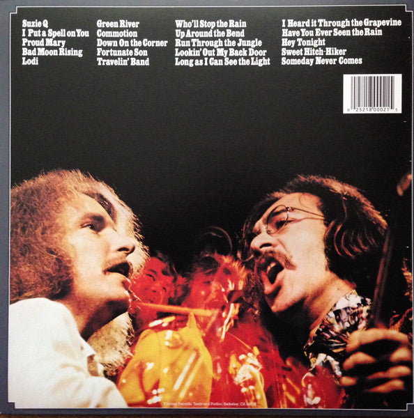 Image of Back Cover of 4224044E: 2xLP - CREEDENCE CLEARWATER REVIVAL FEATURING JOHN FOGERTY, Chronicle - The 20 Greatest Hits (Fantasy; CCR-2, US 2009 Reissue, Gatefold) Sleeve has bumped corners. Light marks on vinyl.  VG+/VG