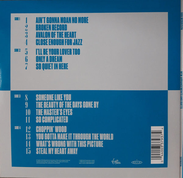 Image of Back Cover of 4224120E: 2xLP - VAN MORRISON, New Arrangements And Duets (Virgin Music Group; 3379374, Europe 2024, Gatefold, 2 Inners) Opened from sealed, still in shrinkwrap.   VG+/EX