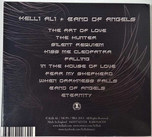 Image of Back Cover of 4234107E: CD - KELLI ALI, Band Of Angels (Kelli Ali; KABOAACD1, UK 2013, Six Panel Digipak, Signed by artist.) Signed!  VG+/VG+