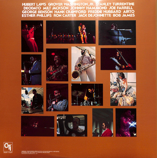 Image of Back Cover of 4224107E: LP - CTI ALL-STARS, CTI Summer Jazz At The Hollywood Bowl Live One (CTI Records; GP 3128, Japan 1977, Company Inner) Missing the OBI  VG+/VG