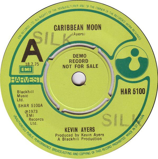 Image of Front Cover of 4214204C: 7" - KEVIN AYERS, Caribbean Moon (Harvest; HAR 5100, UK 1975 Reissue, Promo, Plain Sleeve)   /VG+