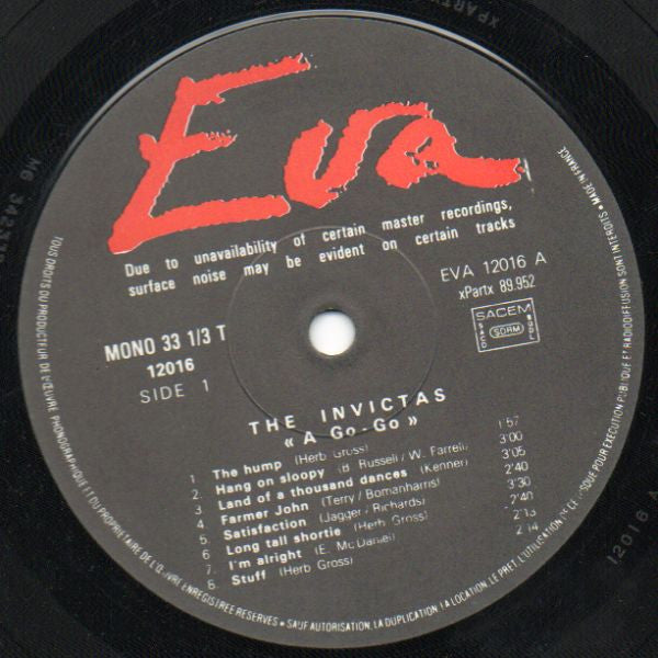 Image of Label Cover of 4244148S: LP - THE INVICTAS, The Invictas   Go-Go (Eva; 12016, France 1983) Hairlines. Sleeve is a strong VG.Slight sticker damage, light ring wear and edge wear.  VG/VG+