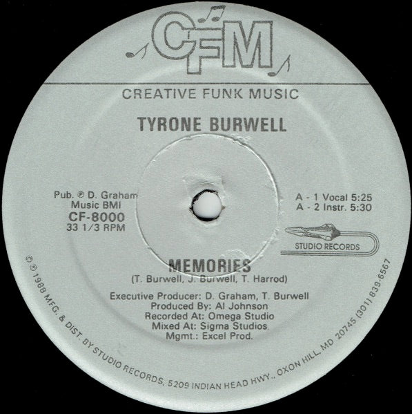 Image of Front Cover of 4214234C: 12" - TYRONE BURWELL, Memories (Creative Funk ; CF-8000, US 1988, Plain Sleeve) A few light marks and scuffs.  /VG