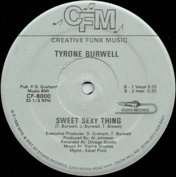 Image of Back Cover of 4214234C: 12" - TYRONE BURWELL, Memories (Creative Funk ; CF-8000, US 1988, Plain Sleeve) A few light marks and scuffs.  /VG