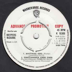 Image of Back Cover of 4214208C: 7" - HARPERS BIZARRE, 59th Street Bridge Song (Feelin' Groovy) (Warner Bros. Records; K 16305, UK 1973, Promo, Company Sleeve)   VG/VG+