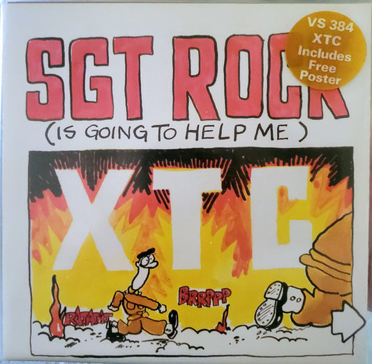 Image of Front Cover of 2715568C: 7" - XTC, Sgt. Rock (Is Going To Help Me) (Virgin; VS 384, UK 1980, Poster Sleeve In Hype Stickered Poly Outer, AY-47904 In Matrix)   VG+/VG