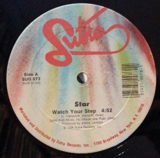 Image of Front Cover of 4214327C: 12" - STAR, Watch Your Step (Sutra Records; SUD 073, US 1988, Company Sleeve) Sleeve has edge wear and creasing  VG/VG