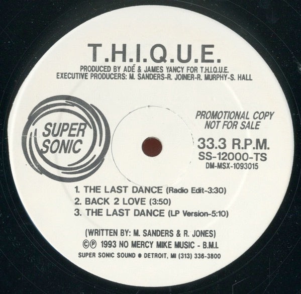 Image of Back Cover of 4214328C: 12" - T.H.I.Q.U.E., Sweet One (Super Sonic Sound; SS-12000-TS, US 1993, Promo) Small stains on label  /VG