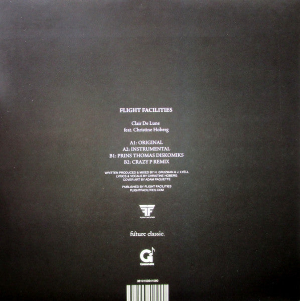 Image of Back Cover of 4244266S: 12" - FLIGHT FACILITIES FEAT. CHRISTINE HOBERG, Clair De Lune (Future Classic; FCL90, Australia 2013) Light marks only.  VG+/VG