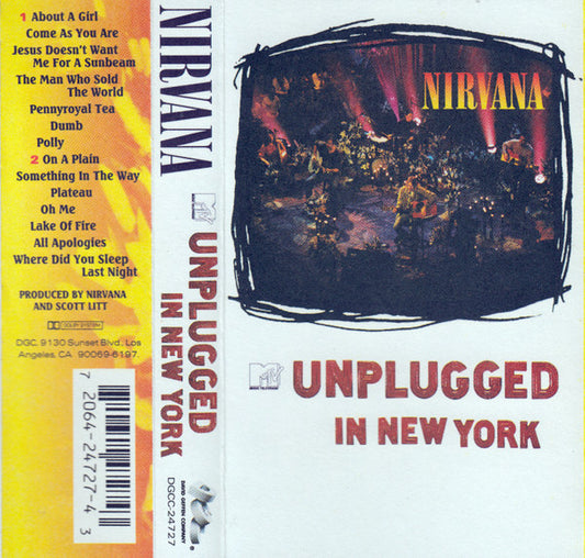 Image of Front Cover of 4254517S: Cassette - NIRVANA, MTV Unplugged In New York (DGC; DGCC-24727, US 1994)   VG+/VG+