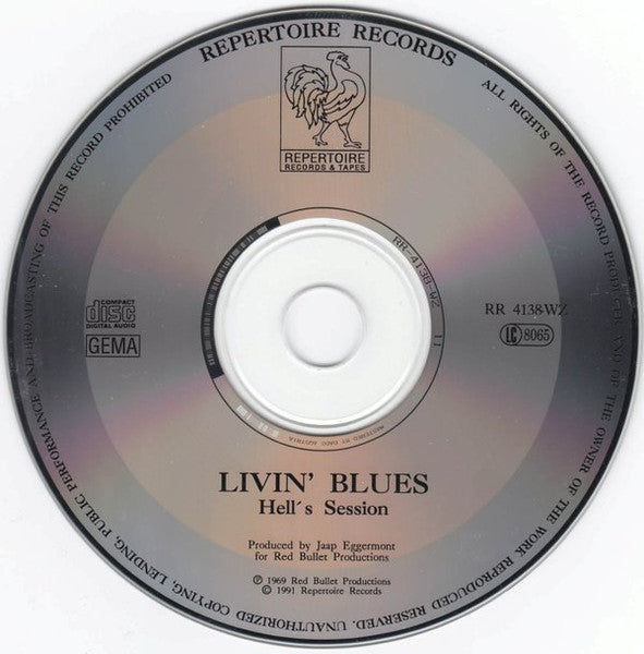 Image of Label Cover of 4234197E: CD - LIVIN' BLUES, Hell's Session (Repertoire Records; RR 4138-WZ, Germany 1991, Jewel Case, Booklet)   VG+/VG