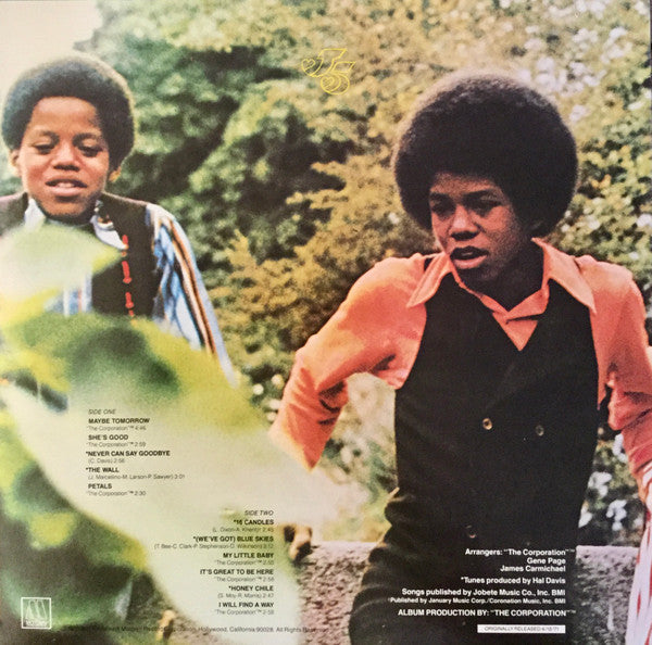 Image of Back Cover of 4244346S: LP - THE JACKSON FIVE, Maybe Tomorrow (Motown; M5-228V1, US 1982 Reissue, Company Inner, Repress) Edgewear; spine beginning to rip, heavy crease beside opening, cut out (notched). Light marks to vinyl.  VG/VG