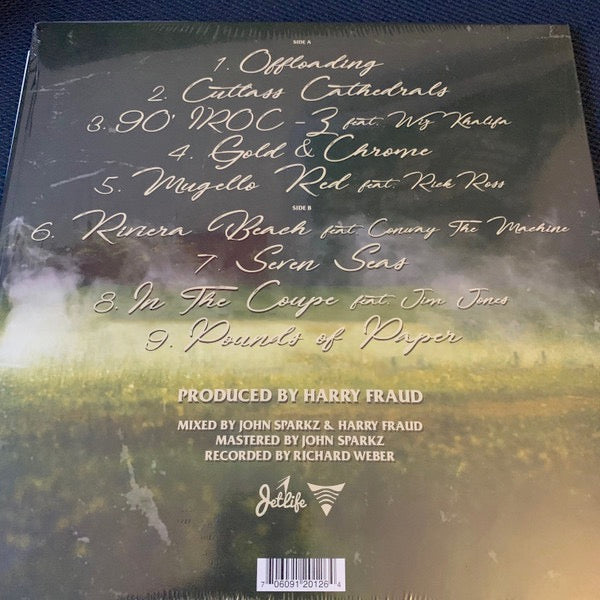 Image of Back Cover of 4214415C: LP - CURREN$Y & HARRY FRAUD, The OutRunners (Surf School; SRFSCHL006, US 2023 Reissue, Black Vinyl) Stickered shrink  VG+/VG+