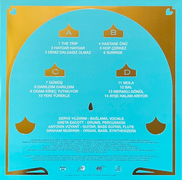 Image of Back Cover of 4214484C: LP - DERYA YILDIRIM AND GRUP  IM EK, Dost 1 & 2 (Les Disques Bongo Joe; BJR085, Europe 2024 Reissue, Booklet, Download Code)   NEW/NEW