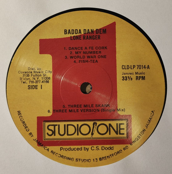 Image of Label Cover of C: LP - LONE RANGER, Badda Dan Dem (Studio One; CLD-LP 7014, US 2023 Reissue) Still In Shrinkwrap. Corner crease. Mark on b side which clicks lightly.  VG/G+