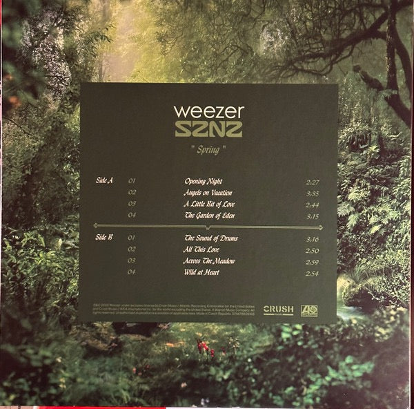 Image of Back Cover of 4314028C: 12" - WEEZER, SZNZ: Spring (Crush Music; 075678635168, US 2023, Inner) Still In Stickered Shrinkwrap  EX/VG+