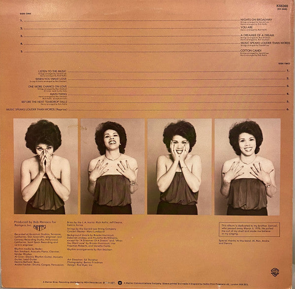 Image of Back Cover of LP - VG/VG+ - CANDI STATON, Music Speaks Louder Than Words (WB Burbank with w Logo on Rim; K 56360, UK 1977), Sleeve has light edge wear,  - 2426093E