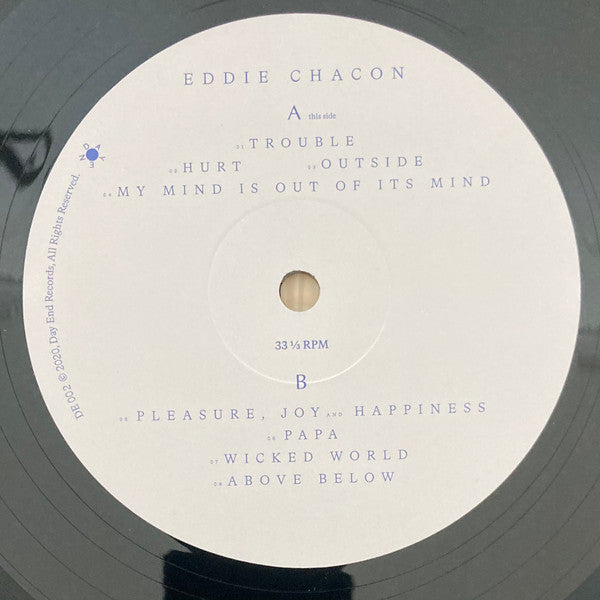 Image of Label Cover of 4614126C: LP - EDDIE CHACON, Pleasure, Joy And Happiness (Day End Records ; DE 002, US 2020, Inner) Still in stickered PVC sleeve  VG+/VG+