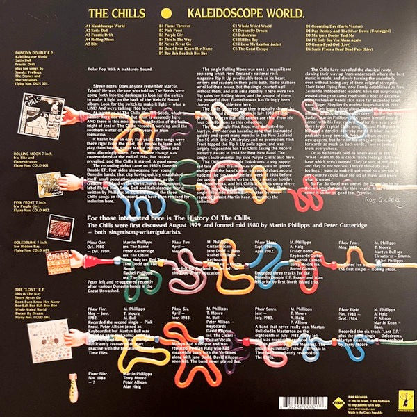 Image of Back Cover of 4314123C: 2xLP - THE CHILLS, Kaleidoscope World (Fire Records; FIRELP726, UK & Europe 2023, Gatefold, Blue Vinyl) Opened Instore  EX/EX