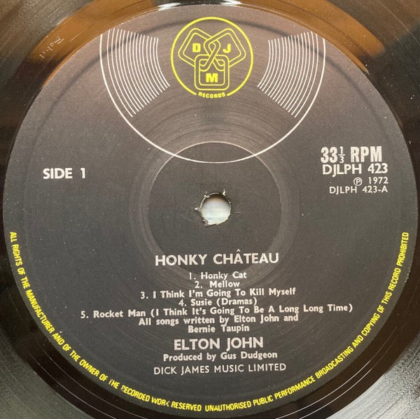 Image of Label Cover of LP - VG/VG+ - ELTON JOHN, Honky Ch teau (DJM Records; DJLPH 423, UK 1972, Textured Sleeve With Longer Tab), Light sleeve crease,  - 3616284C