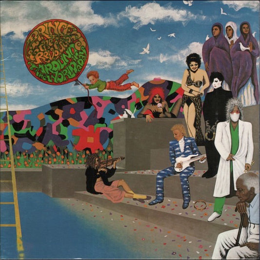 Image of Front Cover of 4314254C: LP - PRINCE AND THE REVOLUTION, Around The World In A Day (Paisley Park; 9 25286-1, US 1985, Gatefold With Flap Intact, 'Baloon Boy' On Inner) Cut Out (Notched) sleeve.  VG/VG+