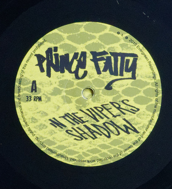 Image of Label Cover of LP - VG+/VG+ - PRINCE FATTY, In The Viper's Shadow (Evergreen Recordings ; EVER106, UK 2019, Picture Sleeve, Inner), still in shrink - opened. printed inner,  - 2746058S