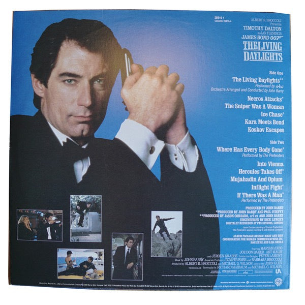 Image of Back Cover of 4314292C: LP - JOHN BARRY, VARIOUS, The Living Daylights (Original Motion Picture Soundtrack) (Warner Bros. Records; 25616-1, Australia 1987) Small pen mark on Side 1 label.  VG/VG