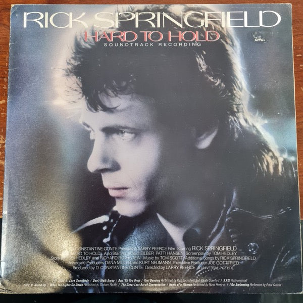 Image of Front Cover of 4314293C: LP - RICK SPRINGFIELD, Hard To Hold - Soundtrack Recording (Starcall Records; ZL 251, Australia 1984, Insert)   VG/VG+