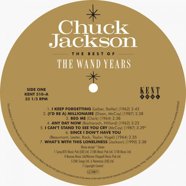 Image of Label Cover of LP - VG+/VG - CHUCK JACKSON, The Best Of The Wand Years (Kent Soul ; KENT 510, UK 2018), , Although Chuck Jackson had eight solo LPs on Wand, there has never been a greatest hits compilation derived from all of that fine label s recordings, until now. First known to the original mods as a singer of superb ballads such as Any Day Now and Tell Him I m Not Home, he attracted a loyal following and further releases such as I Keep Forgetting, Beg Me and Hand It Over demonstrated the depth 