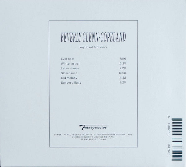 Image of Back Cover of 4314447C: CD - BEVERLY GLENN-COPELAND, ...Keyboard Fantasies... (Transgressive Records; TRANS460CD, UK 2021 Reissue, Card Sleeve)   VG+/VG+