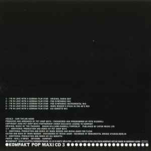 Image of Back Cover of 4334112E: CD - SAM TAYLOR-WOOD PRODUCED BY PET SHOP BOYS, I'm In Love With A German Film Star (Kompakt Pop; KOM POP MAXI CD 3, Germany 2008, CD Single Case, Insert)   VG+/VG+